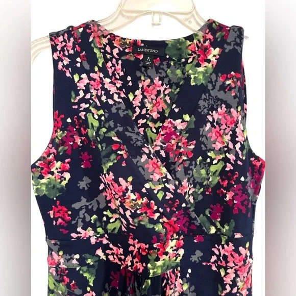 Lands' End Women's Pink and Blue Dress Floral Sleeveless Maxi Dress Sz S - Picture 2 of 11